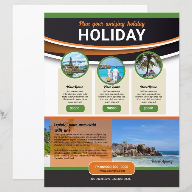 Mall för resebyrå Flyer (Fram/baksida)