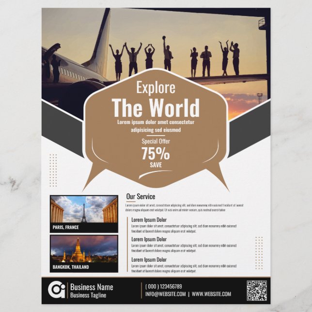 Mall för resebyrå Flyer Brown (Framsidan)