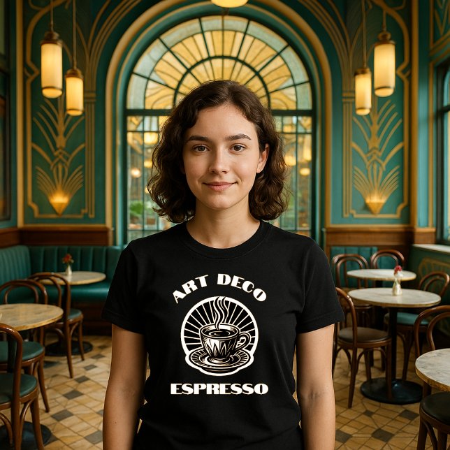 Mall för Retro Art Deco Espresso Coffee Kopp T Shirt (Skapare uppladdad)