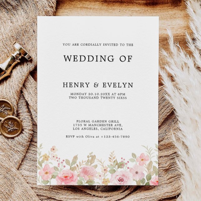 Mall för Ro Bröllopsinbjudans (Rose Wedding Invites Template)