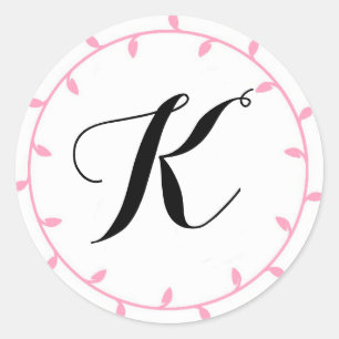 Mall för rosa-monogramfästmärken runt klistermärke