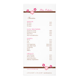 Mall för rosa och Brown Sakura Spa Menu Reklamkort