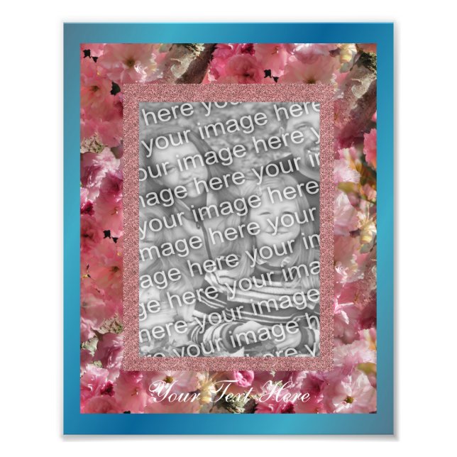 Mall för rosa Vår Blommar Flower Ram Fototryck (Framsidan)