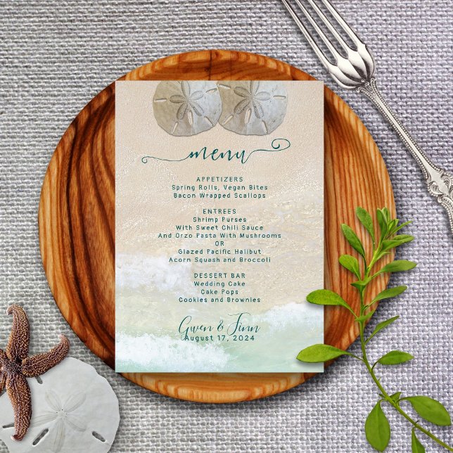 Mall för Sand Dollar Beach Wedding Menu (Skapare uppladdad)