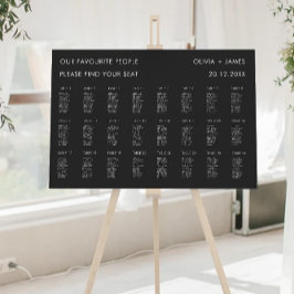 Mall för sätesdiagram för svart Bröllop Poster