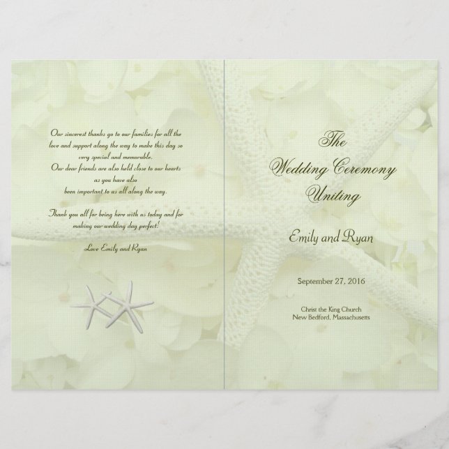 Mall för Seaside Garden Folckade Starfish-program (Framsida)