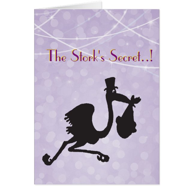 Mall för Secret Stork Baby Delivery Retro Card Hälsningskort (Framsidan)