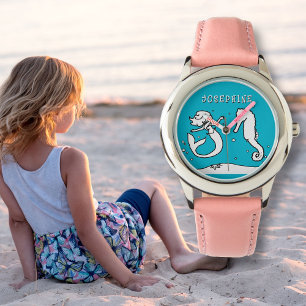 Mall för sjöjungfru Seahorse Namn Kids Armbandsur