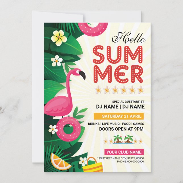 Mall för sommarpartsinbjudan - Flyer-mall (Framsida)
