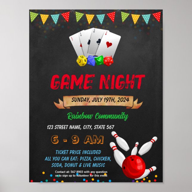 Mall för spelkvällshändelse poster (Framsidan)