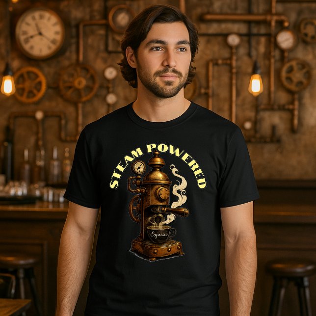 Mall för Steampunk Espresso Coffee Maskin T Shirt (Skapare uppladdad)