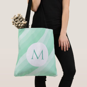 Mall för strimlad Monogram Mint-Grönt-Personlig Tygkasse