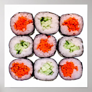 Mall för SushiRolls japansk mat Poster