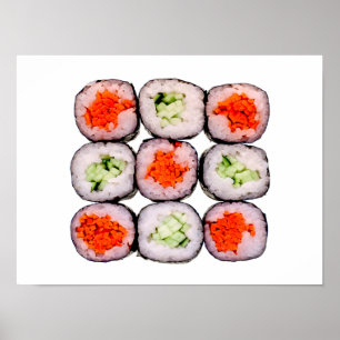 Mall för SushiRolls japansk mat Poster