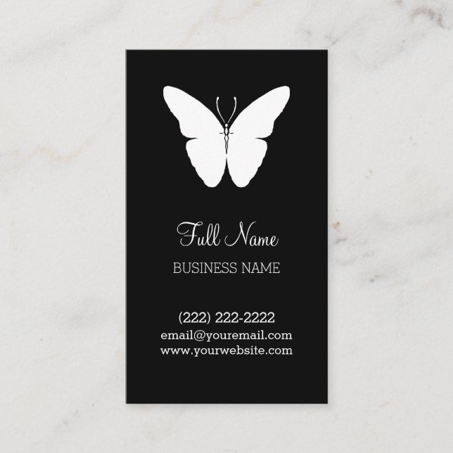 Mall för svart- & vitfjärilsvisitkort visitkort (Framsida)
