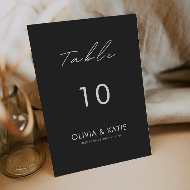 Mall för svarta Bröllop Bord-kort (Black Wedding Table Cards Template)