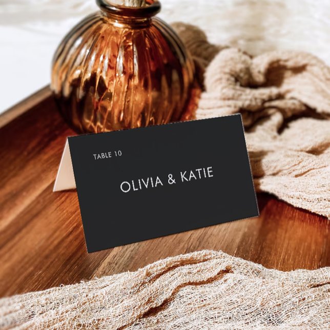 Mall för svarta Bröllop-platser (Black Wedding Place Cards Template)
