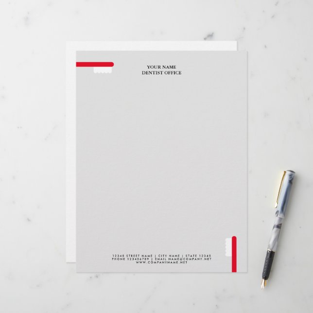 Mall för tandborste på kontor med tandborste brevhuvud (Fram/Back In Situ)