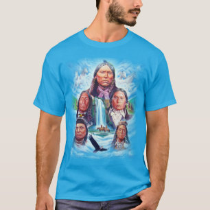 Mall för Teal Blue Berömd Native America Manar T Shirt