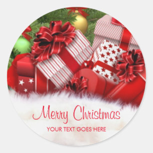 Mall för textpresentationer för anpassade God jul Runt Klistermärke