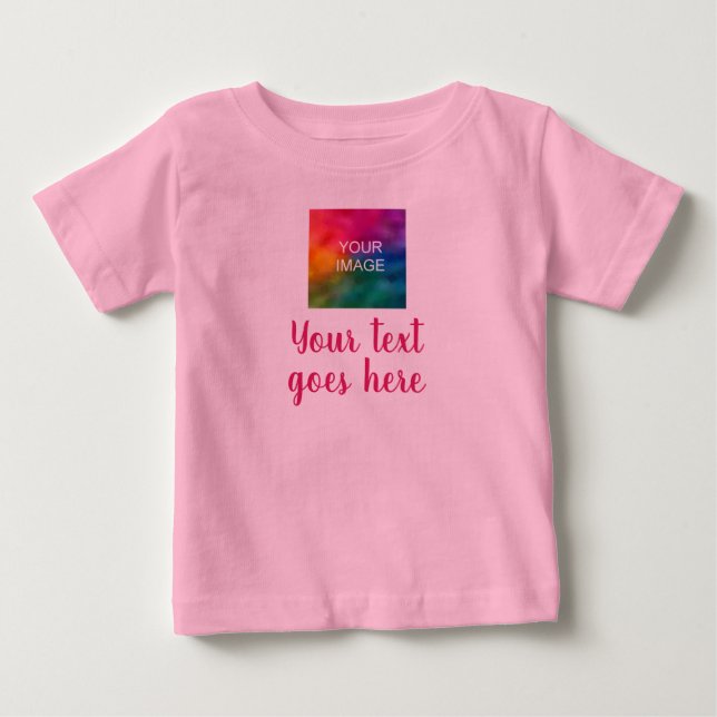 Mall för Trendig för anpassningsbar Foto och Rosa  T Shirt (Framsida)