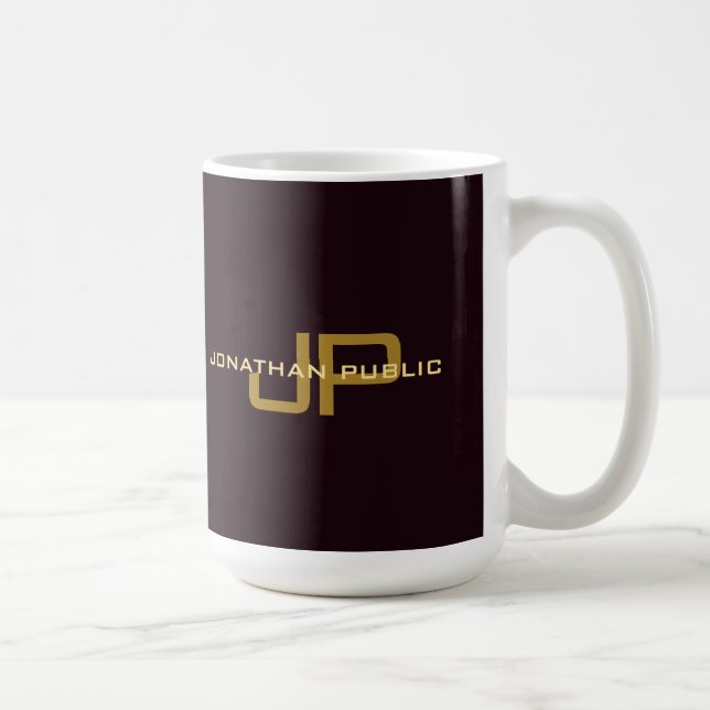 Mall för Trendiget Monogram för Elegant av personl Kaffemugg (Höger)