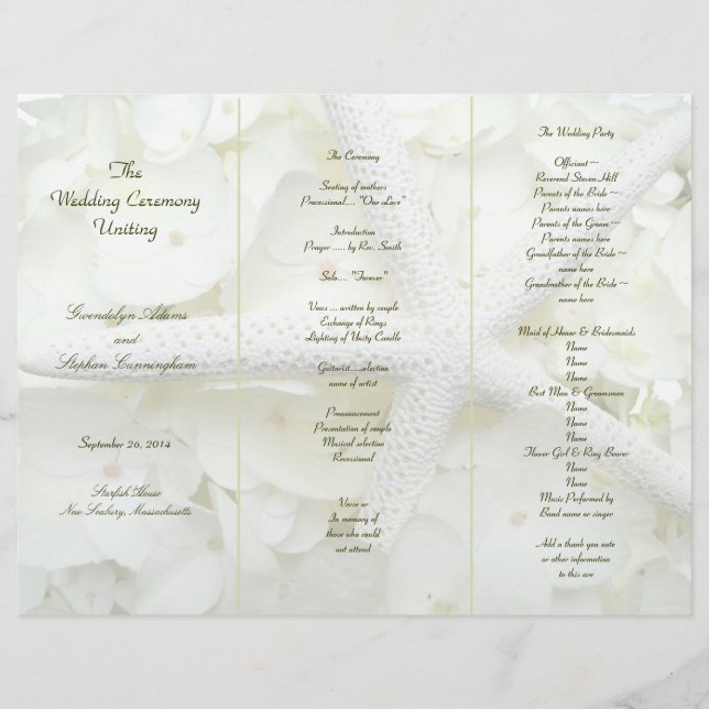 Mall för Tri-Fold-program för Seaside Garden-Anpas (Framsida)