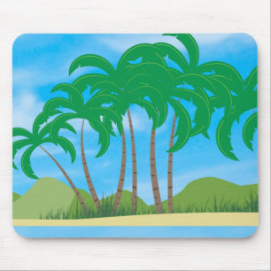 Mall för Tropical Handflatan Sand Blå himmel Elega Musmatta