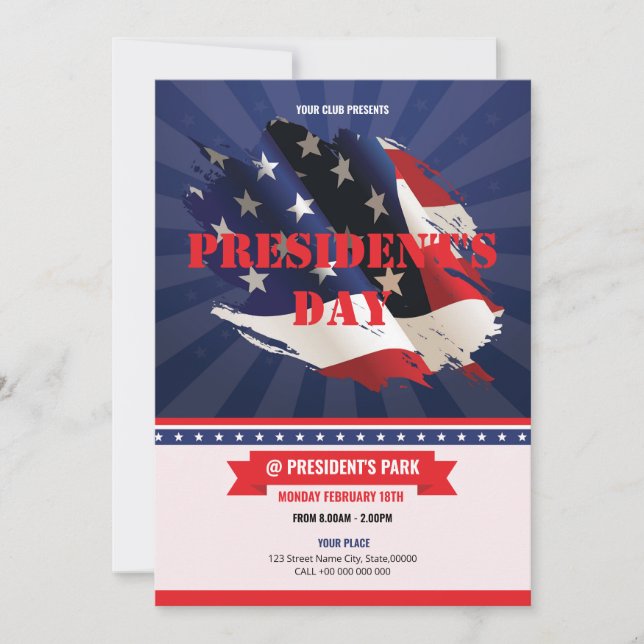 Mall för utflygare för amerikanska presidenter (Framsida)