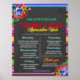 Mall för utvärderingsvecka för Fiesta Teacher Poster