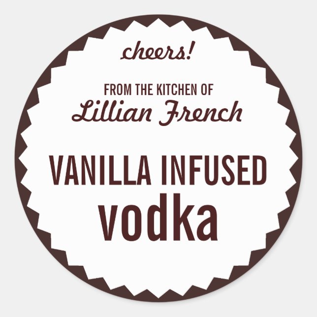 Mall för vanilla Infused Vodka Flaska etikett (Framsida)