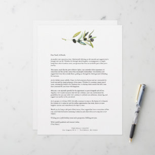 Mall för vattenfärg Olive Gren Letterhead Brevhuvud