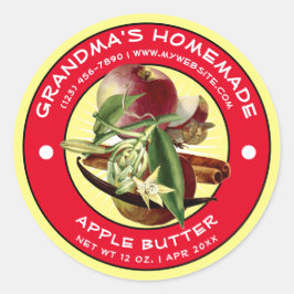 Mall för vintage Homemade Apple Butter-etikett Runt Klistermärke