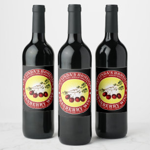 Mall för vintage Homemade Cranberry Vin Vinflaska Etikett