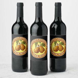 Mall för vintage Homemade Pear Vin Vinflaska Etikett