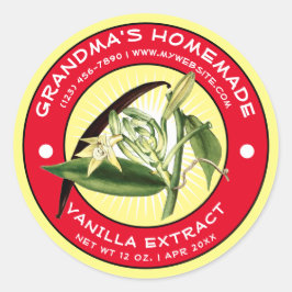 Mall för vintage Homemade Vanilla Extract-etikett Runt Klistermärke