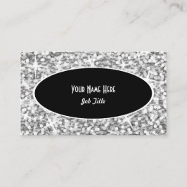 Mall för visitkort för Glitz"silver" svart oval
