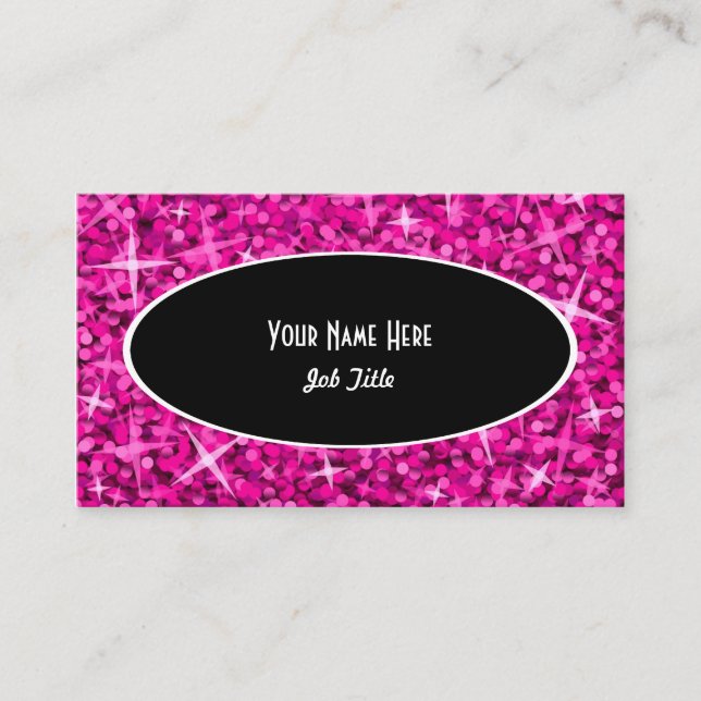 Mall för visitkort för Glitzrosasvart oval (Framsida)