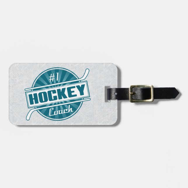 Mall för visitkort för Hockey Coach Bagagebricka (Horisontell Framsida)