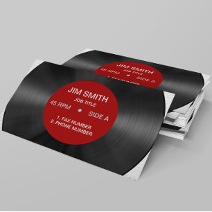 Mall för visitkort för Retro vinylrekord generis