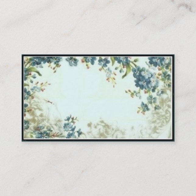 Mall för visitkort för Victorianblått blom- (Framsida)