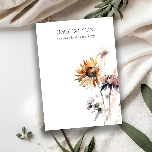 Mall för Visningen Boho Dry WildblomBlank Jewelry Visitkort (Skapare uppladdad)