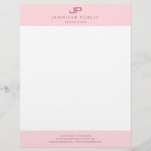 Mall för vit för modern Monogramelegantrodnad rosa Brevhuvud