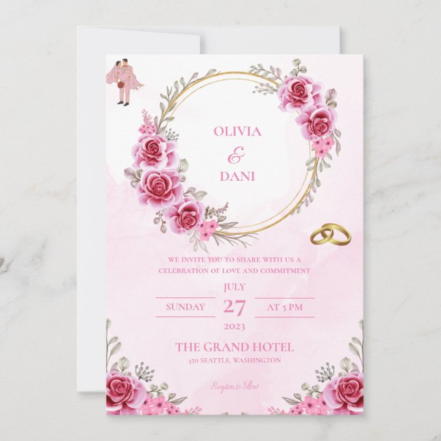 MALL FÖR WEDDING INVITATIONS ONLINE MED gräns (Framsida)