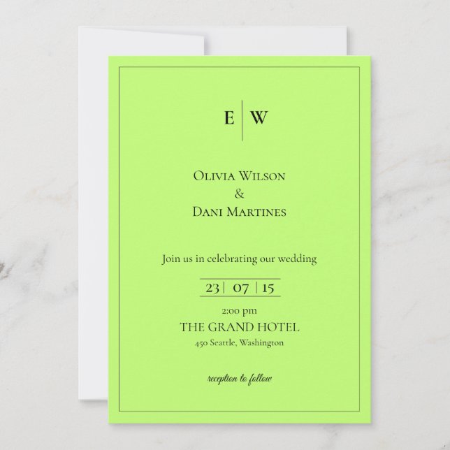 MALL FÖR WEDDING INVITATIONS ONLINE MED gräns (Framsida)