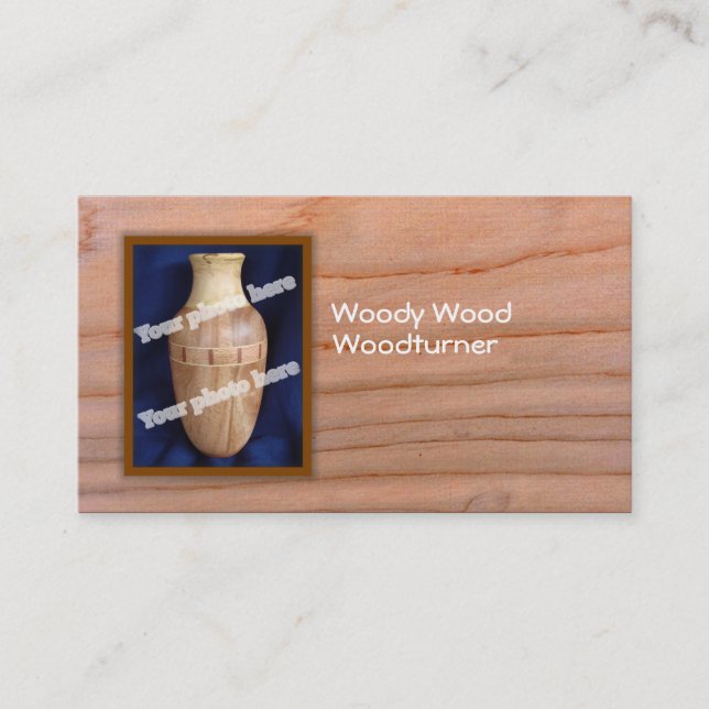 Mall för Woodturner beställnings- fotovisitkort Visitkort (Framsida)