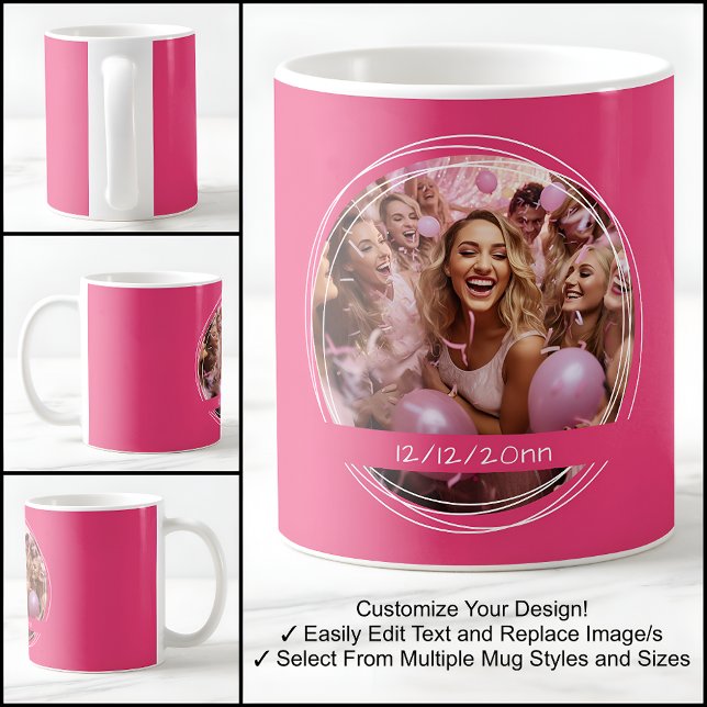 Mall Foto Meddelande Minne Evenemang Rosa C58 Kaffemugg (Skapare uppladdad)