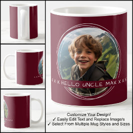 Mall Foto Meddelande Minne Farbror Maroon C31 Kaffemugg
