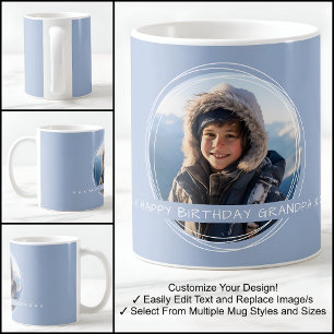 Mall Foto Meddelande Minne Farfar Blå C410 Kaffemugg