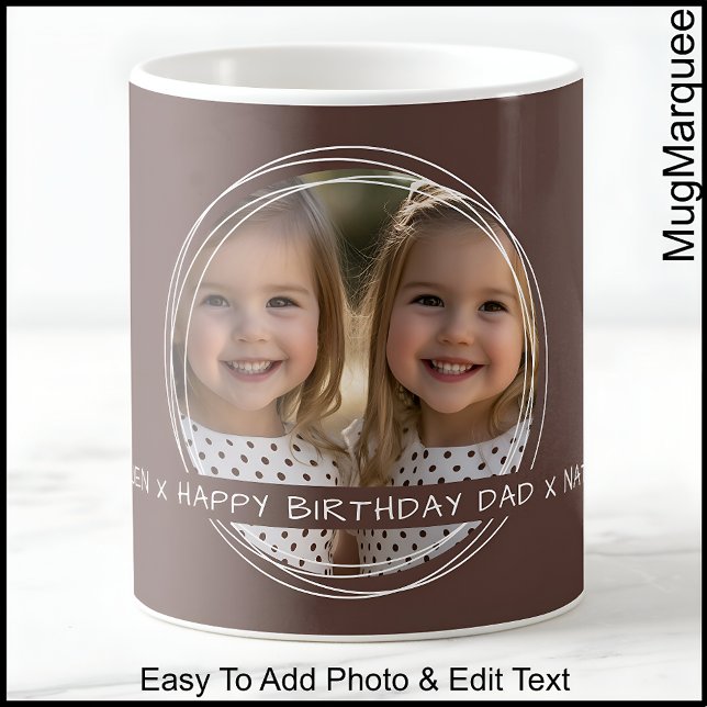 Mall Foto Meddelande Minne Pappa Brun C33 Kaffemugg (Skapare uppladdad)